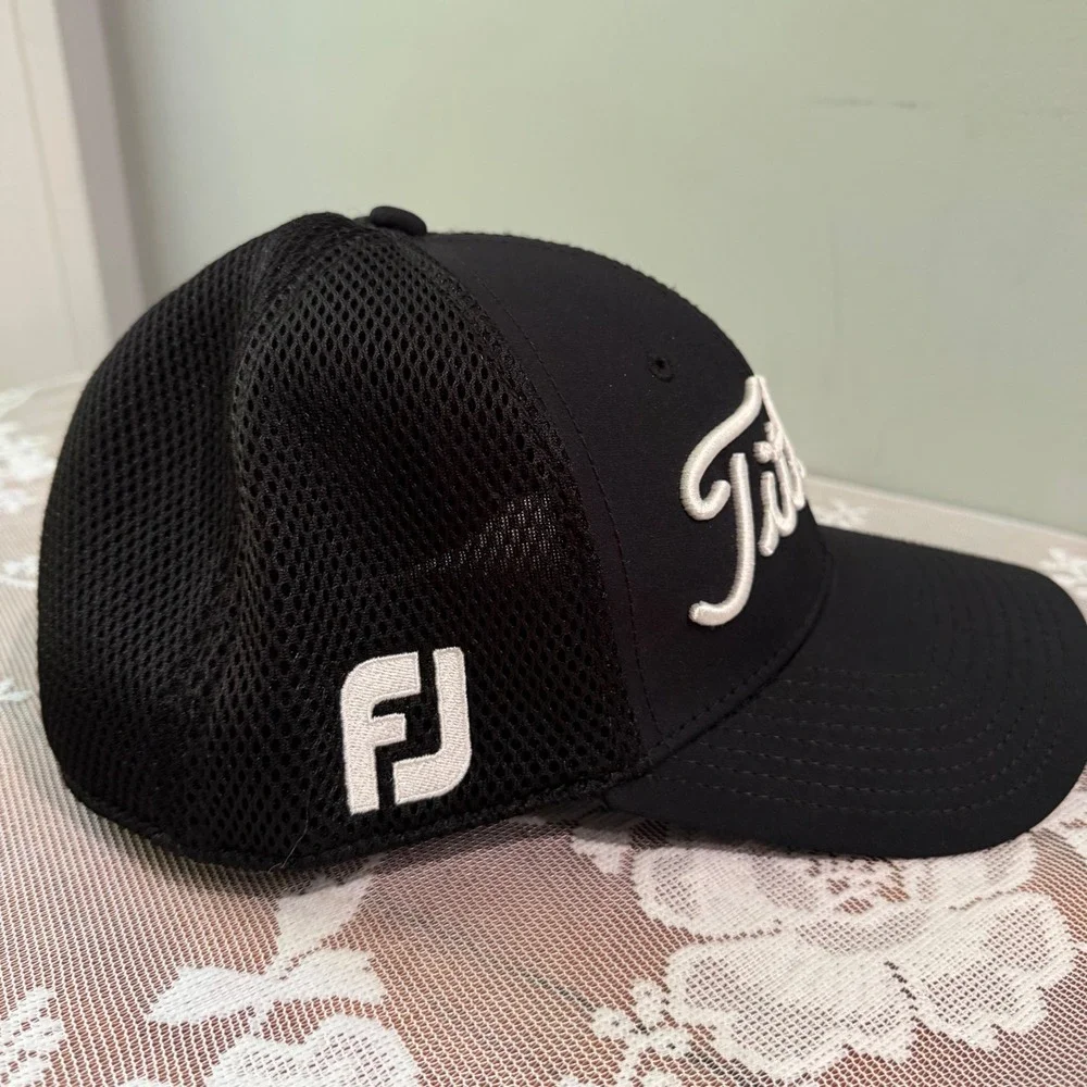 Titleist Golf Hat Mens‎ L-XL Black Foot Joy Mesh Back New Era FJ Pro V1 Cap